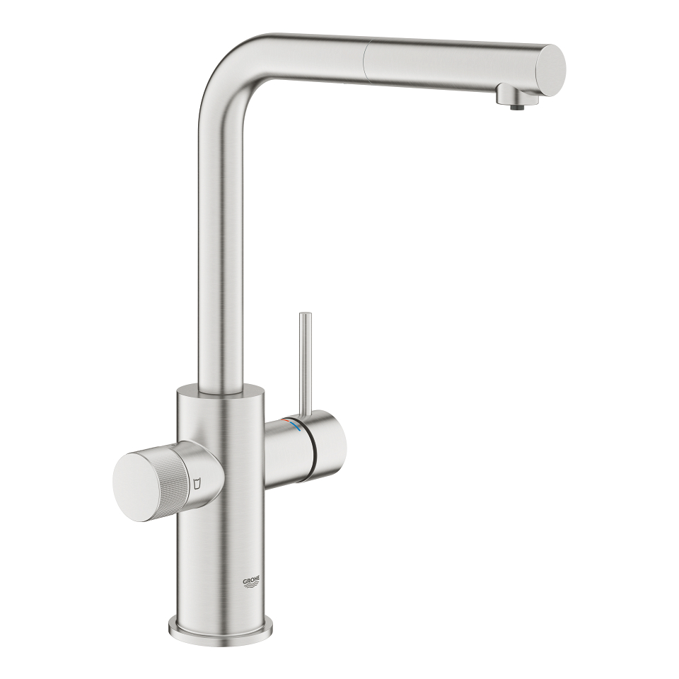 GROHE Blue Pure Minta Einzelarmatur mit herausziehbarem Mousseurauslauf #30601DC0 - supersteel