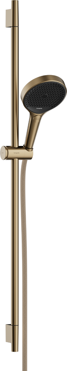 HANSGROHE Rainfinity Brauseset 130 3jet EcoSmart mit Brausestange S Puro 90 cm, Push-Handbrausehalterung und Designflex Textilbrauseschlauch 160 cm #28744140 - Brushed Bronze