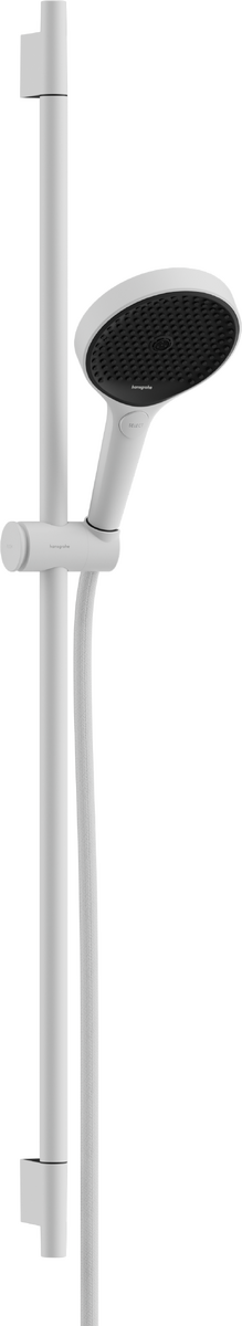 HANSGROHE Rainfinity Brauseset 130 3jet EcoSmart mit Brausestange S Puro 90 cm, Push-Handbrausehalterung und Designflex Textilbrauseschlauch 160 cm #28744700 - Mattweiß