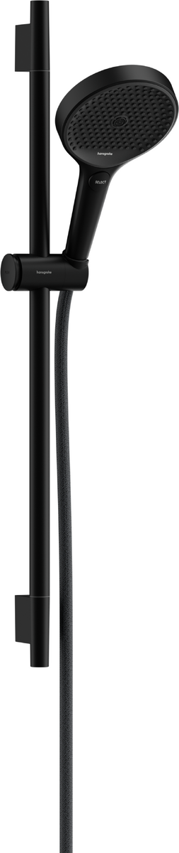 HANSGROHE Rainfinity Brauseset 130 3jet EcoSmart mit Brausestange S Puro 65 cm, Push-Handbrausehalterung und Designflex Textilbrauseschlauch 160 cm #28746670 - Mattschwarz