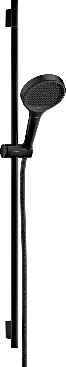 HANSGROHE Rainfinity Brauseset 130 3jet EcoSmart mit Brausestange S Puro 90 cm, Push-Handbrausehalterung und Designflex Textilbrauseschlauch 160 cm #28744670 - Mattschwarz