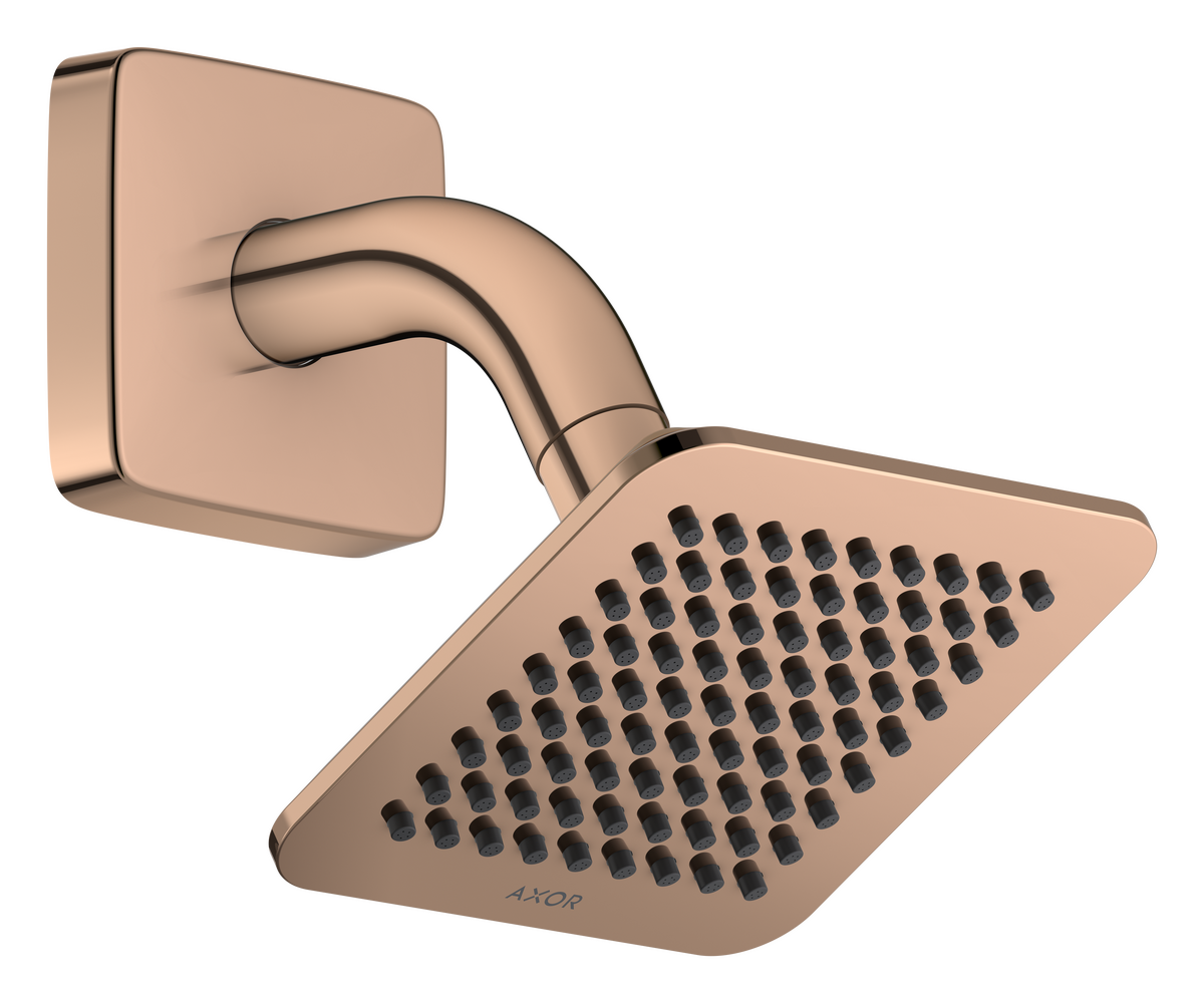 HANSGROHE AXOR Citterio C Kopfbrause 120/120 1jet EcoSmart mit Brausearm #28810300 - Polished Red Gold