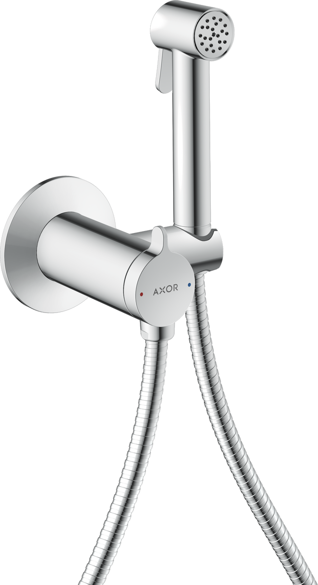 HANSGROHE AXOR Bidette Showers Bidette Handbrause 1jet rund für Mischwasser mit Brausehalter und Brauseschlauch 1,25 m #29242000 - Chrom
