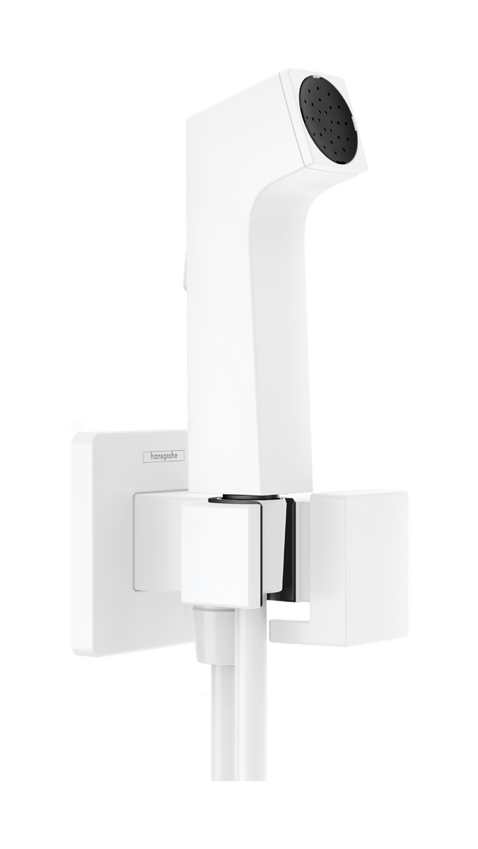 HANSGROHE Bidette Handbrause 1jet E EcoSmart für Kaltwasser mit Brausehalter und Brauseschlauch 125 cm #29231700 - Mattweiß