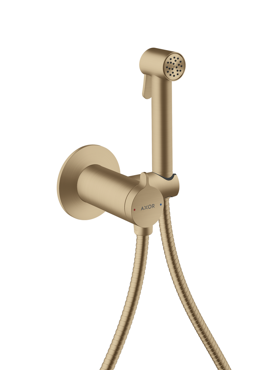 HANSGROHE AXOR Bidette Showers Bidette Handbrause 1jet rund für Mischwasser mit Brausehalter und Brauseschlauch 1,25 m #29242140 - Brushed Bronze