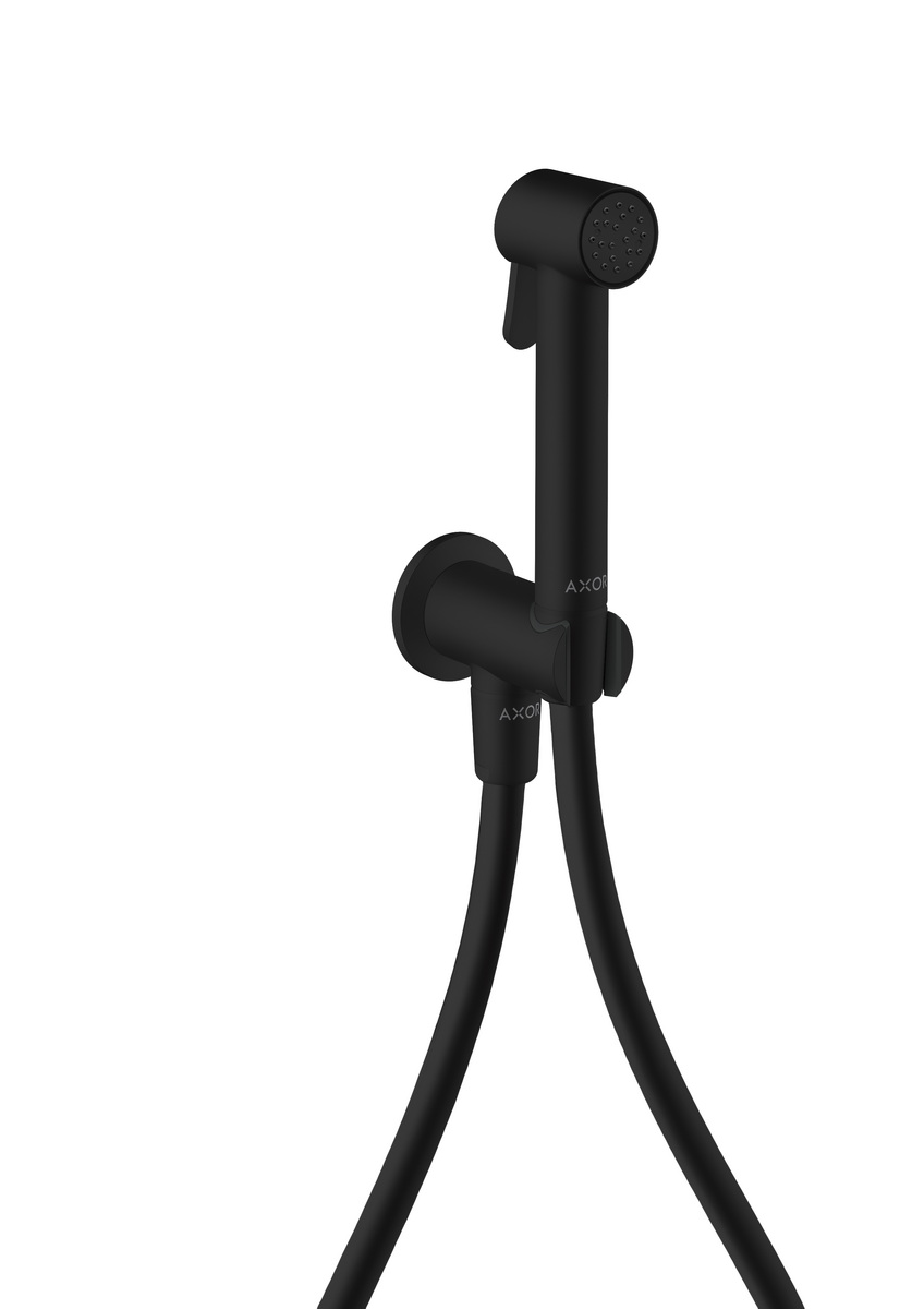 HANSGROHE AXOR Bidette Showers Bidette Handbrause 1jet rund für Kaltwasser mit Brausehalter und Brauseschlauch 1,25 m #29240670 - Mattschwarz