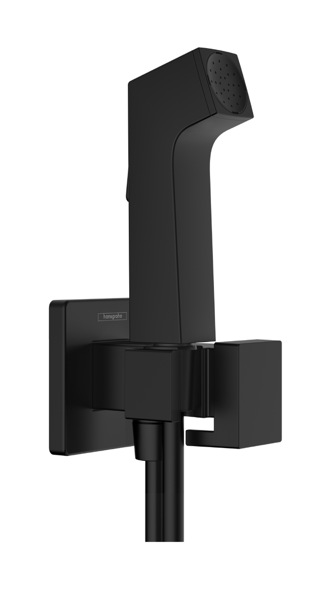 HANSGROHE Bidette Handbrause 1jet E EcoSmart für Kaltwasser mit Brausehalter und Brauseschlauch 125 cm #29231670 - Mattschwarz