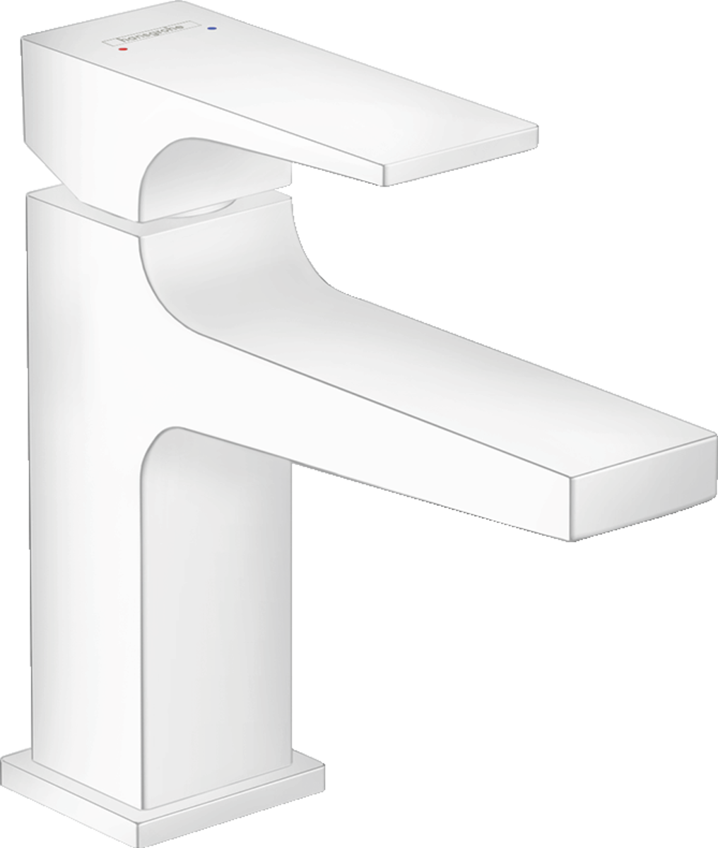 HANSGROHE Metropol Einhebel-Waschtischmischer 100 mit Hebelgriff für Handwaschbecken mit Push-Open Ablaufgarnitur #32500700 - Mattweiß