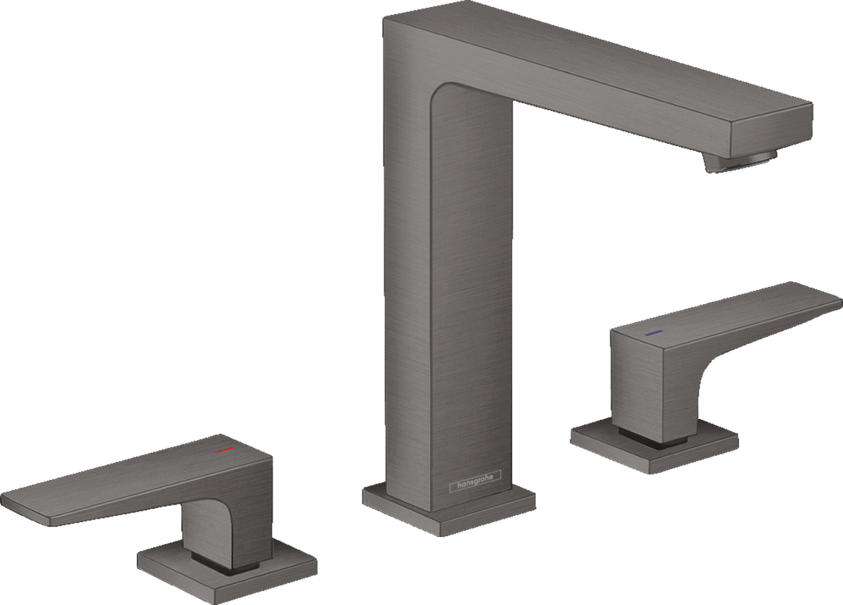 HANSGROHE Metropol 3-Loch Waschtischarmatur 160 mit Hebelgriffen und Push-Open Ablaufgarnitur #32515340 - Brushed Black Chrome
