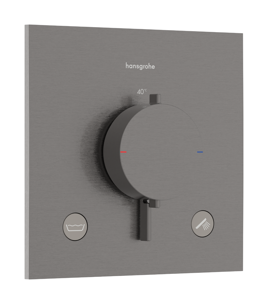 HANSGROHE Ecostat Comfort E Thermostat Unterputz für 2 Verbraucher mit integrierter Sicherungskombination nach EN1717 #33716340 - Brushed Black Chrome