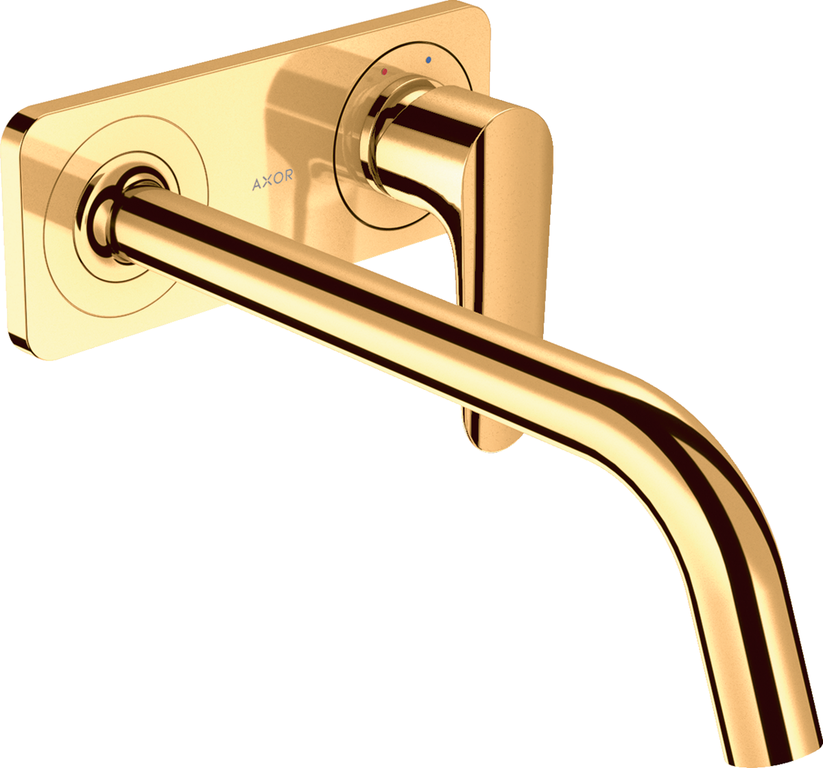 HANSGROHE AXOR Citterio M Einhebel-Waschtischmischer Unterputz für Wandmontage mit Auslauf 227 mm und Platte #34115990 - Polished Gold Optic