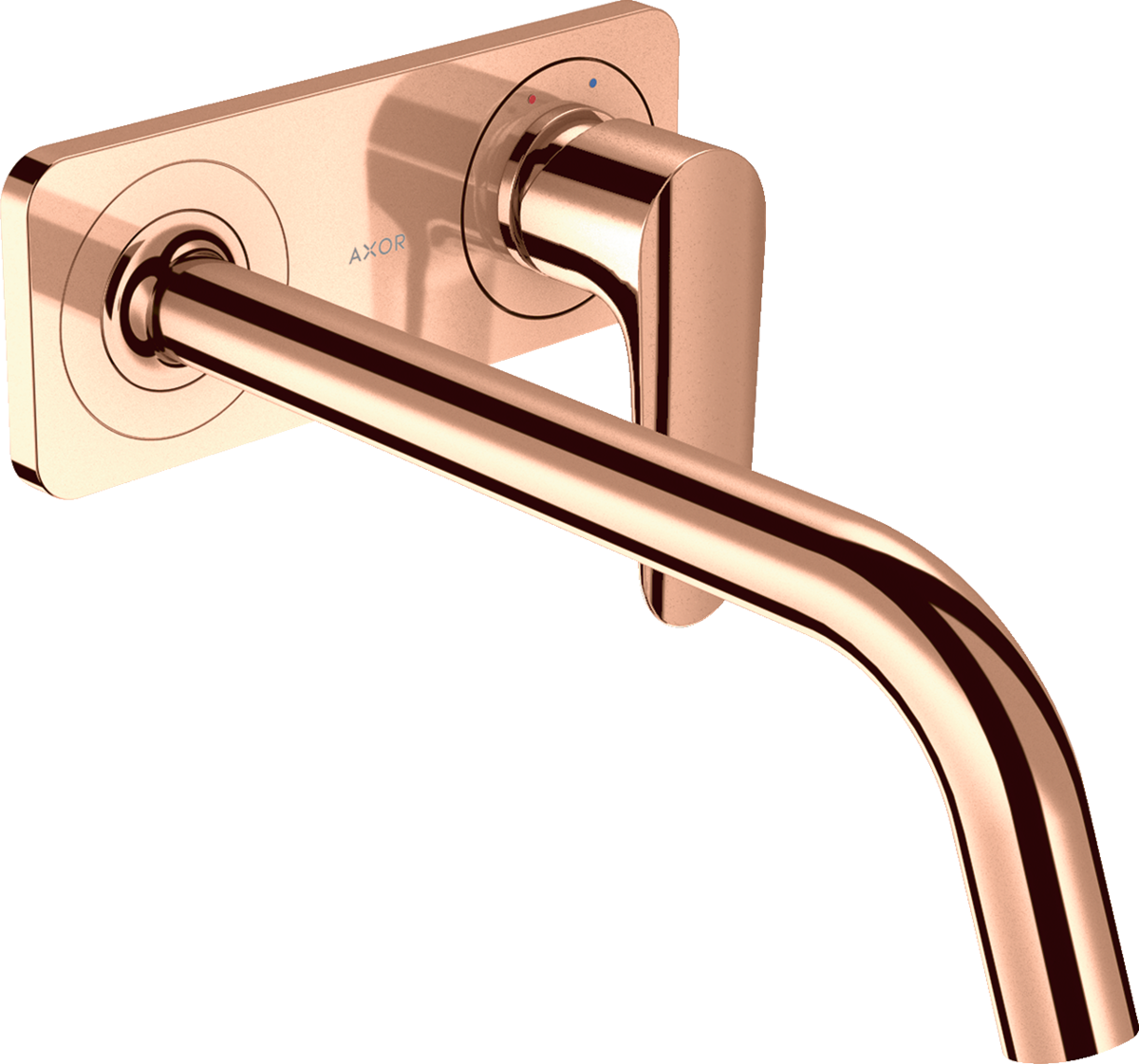 HANSGROHE AXOR Citterio M Einhebel-Waschtischmischer Unterputz für Wandmontage mit Auslauf 227 mm und Platte #34115300 - Polished Red Gold