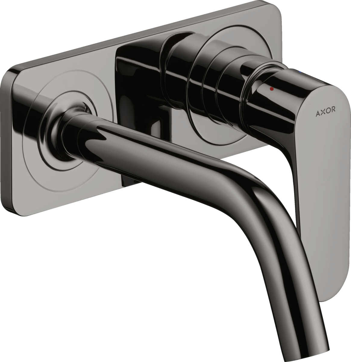 HANSGROHE AXOR Citterio M Einhebel-Waschtischmischer Unterputz für Wandmontage mit Auslauf 167 mm und Platte #34112330 - Polished Black Chrome