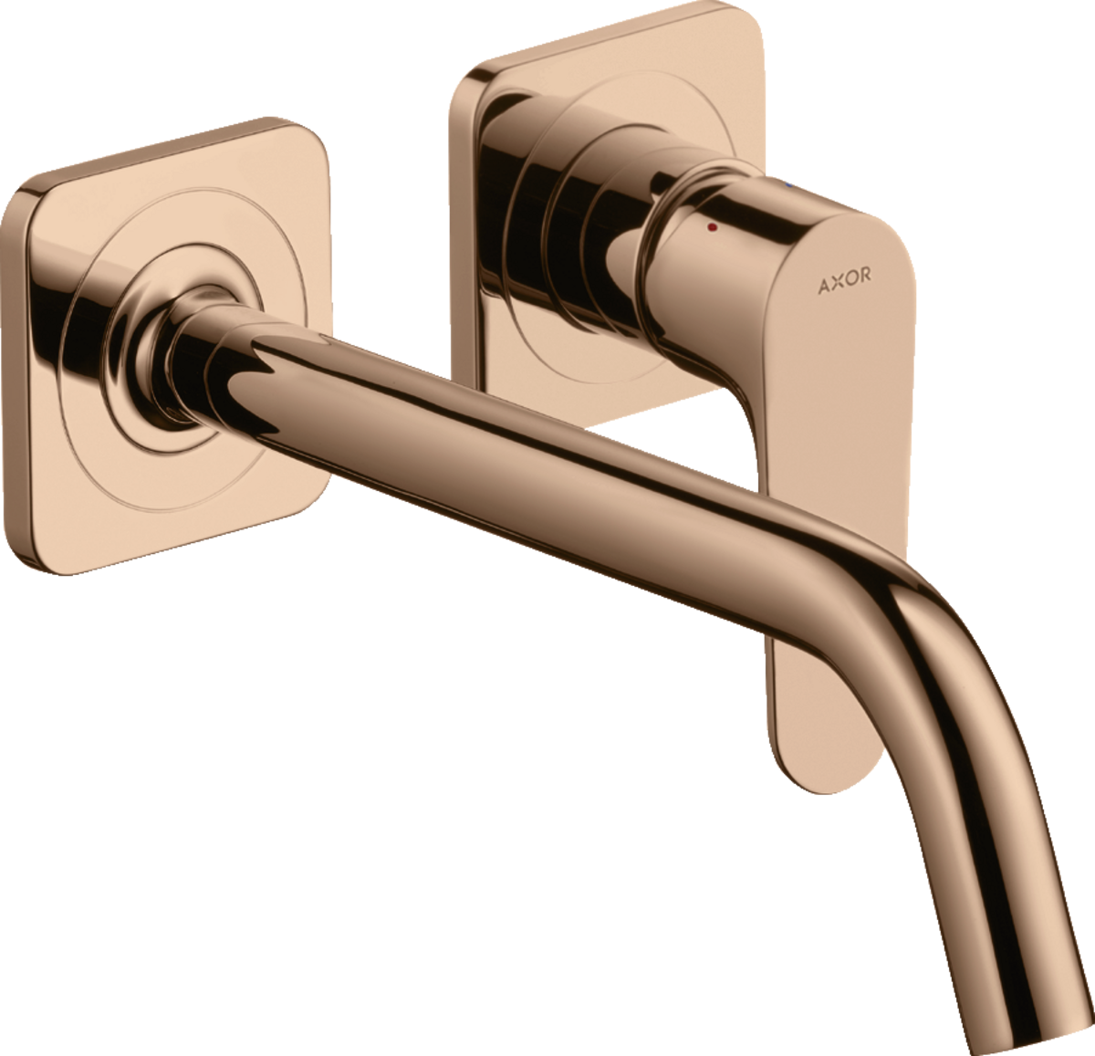 HANSGROHE AXOR Citterio M Einhebel-Waschtischmischer Unterputz für Wandmontage mit Auslauf 227 mm und Rosetten #34116300 - Polished Red Gold