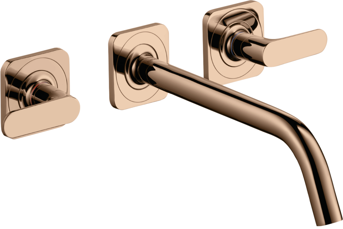 HANSGROHE AXOR Citterio M 3-Loch Waschtischarmatur Unterputz für Wandmontage mit Auslauf 226 mm, Hebelgriffen und Rosetten #34315300