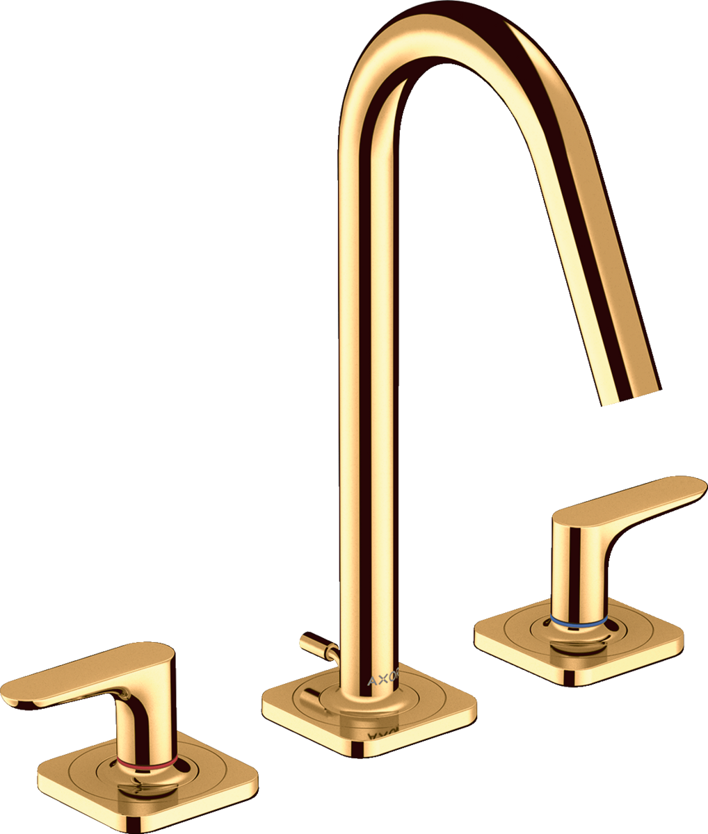 HANSGROHE AXOR Citterio M 3-Loch Waschtischarmatur 160 mit Hebelgriffen, Rosetten und Zugstangen-Ablaufgarnitur #34133990
