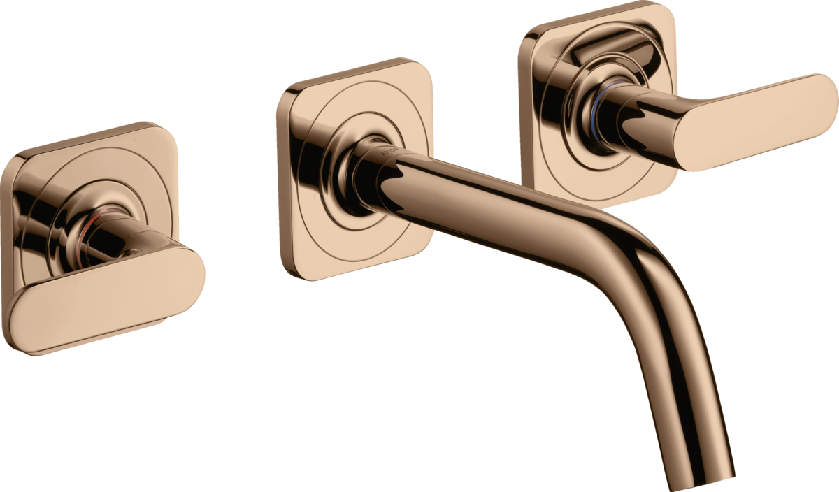HANSGROHE AXOR Citterio M 3-Loch Waschtischarmatur Unterputz für Wandmontage mit Auslauf 166 mm, Hebelgriffen und Rosetten #34313300
