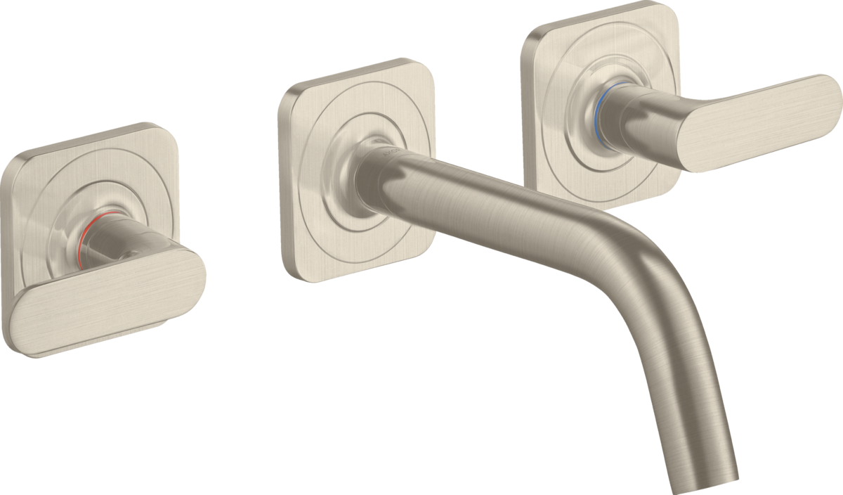 HANSGROHE AXOR Citterio M 3-Loch Waschtischarmatur Unterputz für Wandmontage mit Auslauf 166 mm, Hebelgriffen und Rosetten #34313820