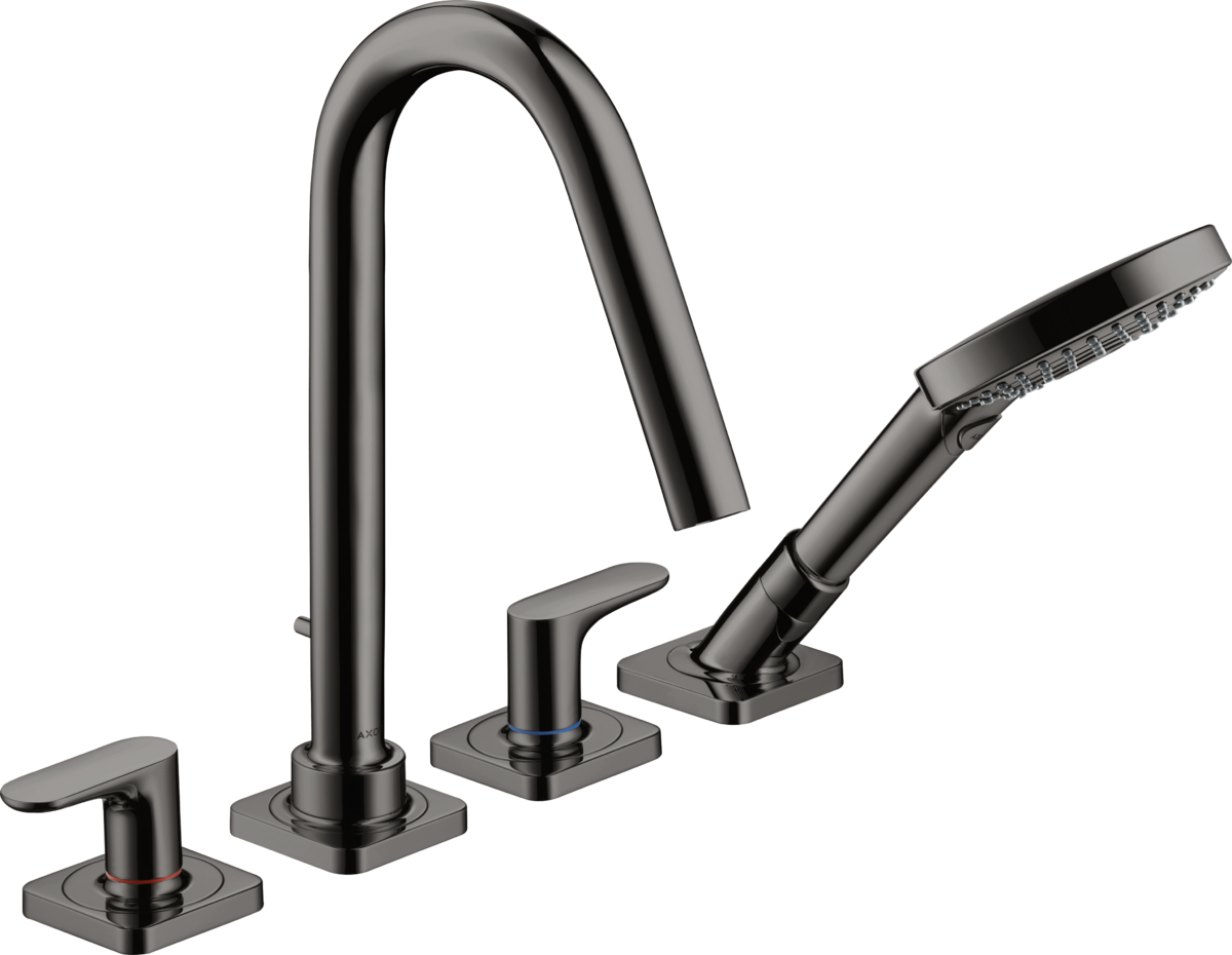 HANSGROHE AXOR Citterio M 4-Loch Fliesenrandarmatur mit Hebelgriffen und Rosetten #34454330 - Polished Black Chrome