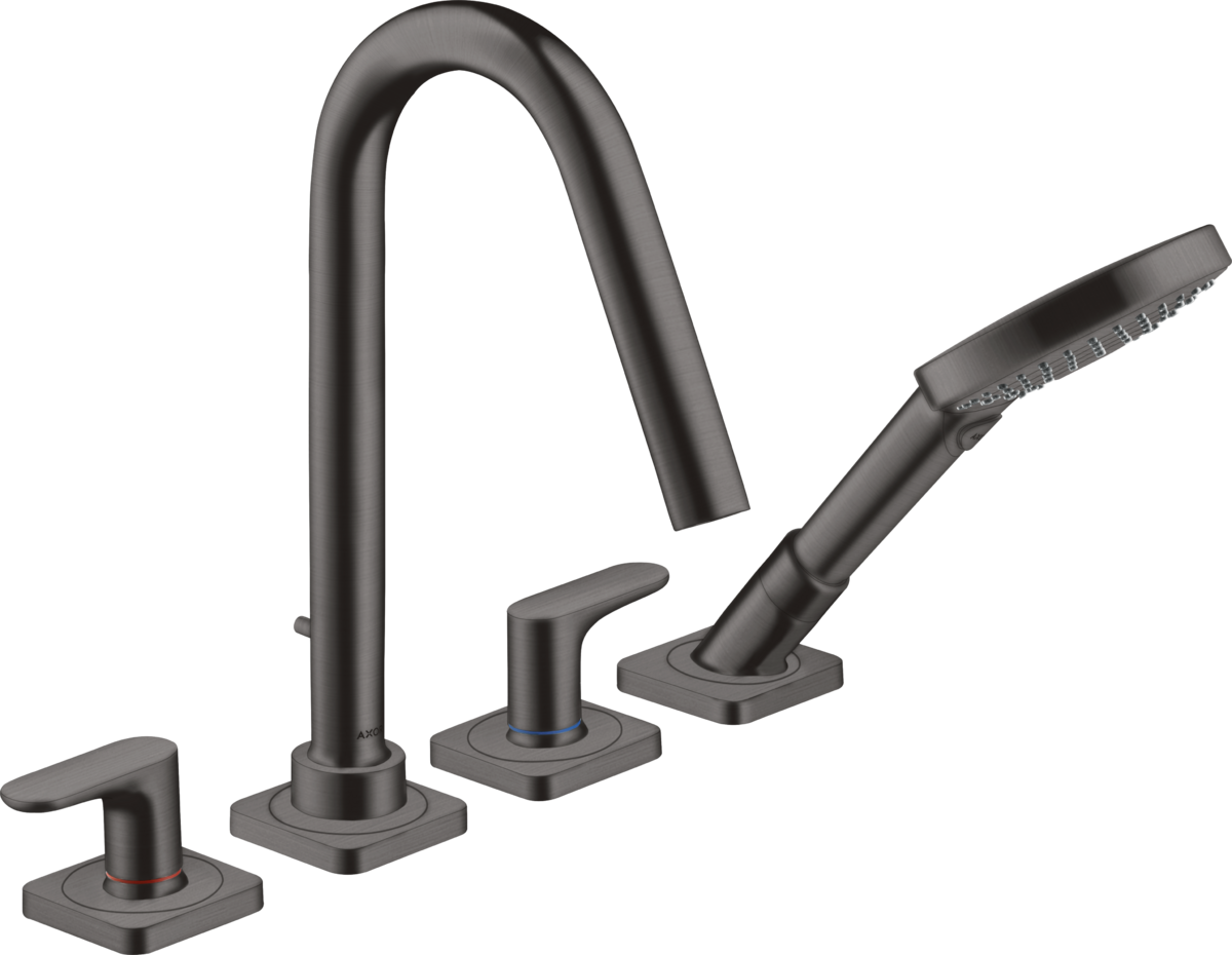 HANSGROHE AXOR Citterio M 4-Loch Fliesenrandarmatur mit Hebelgriffen und Rosetten #34454340 - Brushed Black Chrome