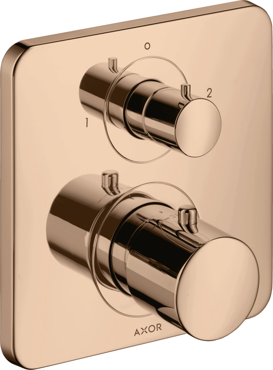 HANSGROHE AXOR Citterio M Thermostat Unterputz mit Ab- und Umstellventil #34725300 - Polished Red Gold