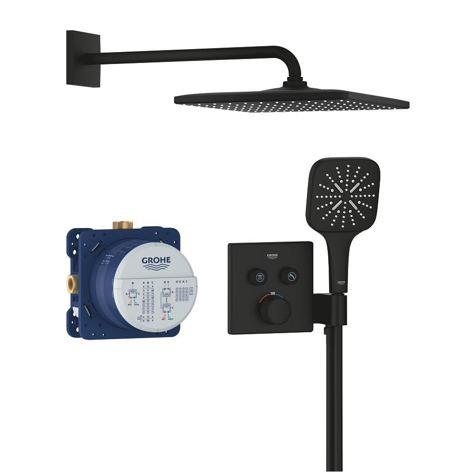 GROHE Grohtherm SmartControl Duschsystem Unterputz mit Rainshower Mono 310 Cube #34865KF0 - phantom black
