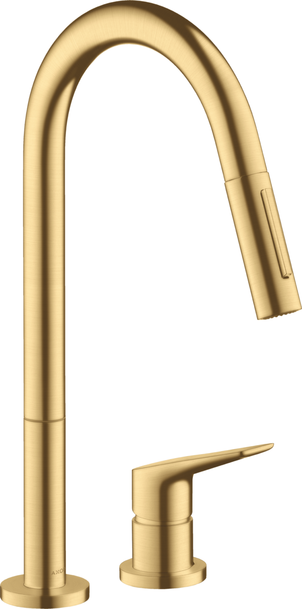HANSGROHE AXOR Citterio M 2-Loch Einhebel-Küchenmischer 220 mit Ausziehbrause #34822250 - Brushed Gold Optic