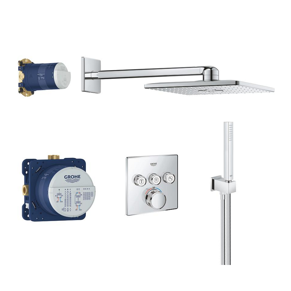 GROHE Grohtherm SmartControl Duschsystem Unterputz mit Rainshower SmartActive 310 Cube #34804000 - chrom