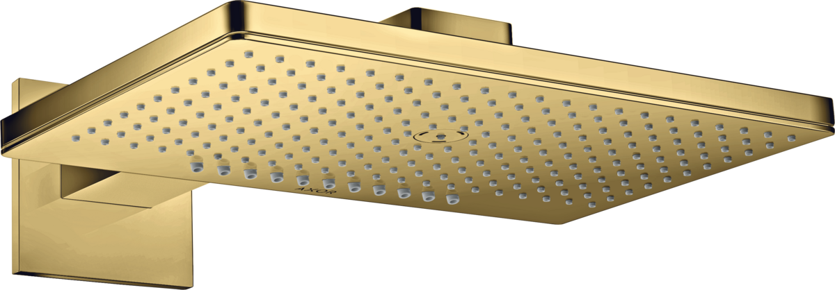HANSGROHE AXOR ShowerSolutions Kopfbrause 460/300 2jet mit Brausearm und eckiger Rosette #35280990 - Polished Gold Optic