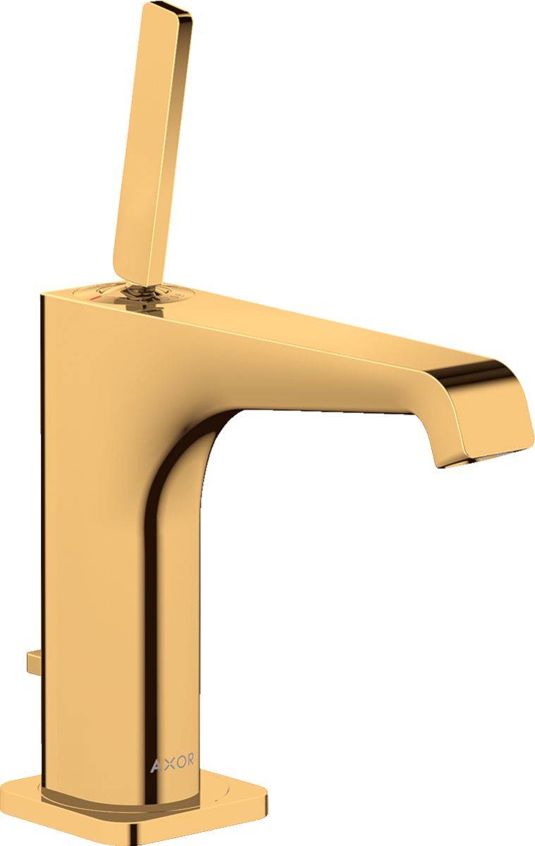 HANSGROHE AXOR Citterio E Einhebel-Waschtischmischer 130 mit Pingriff und Zugstangen-Ablaufgarnitur #36100990 - Polished Gold Optic