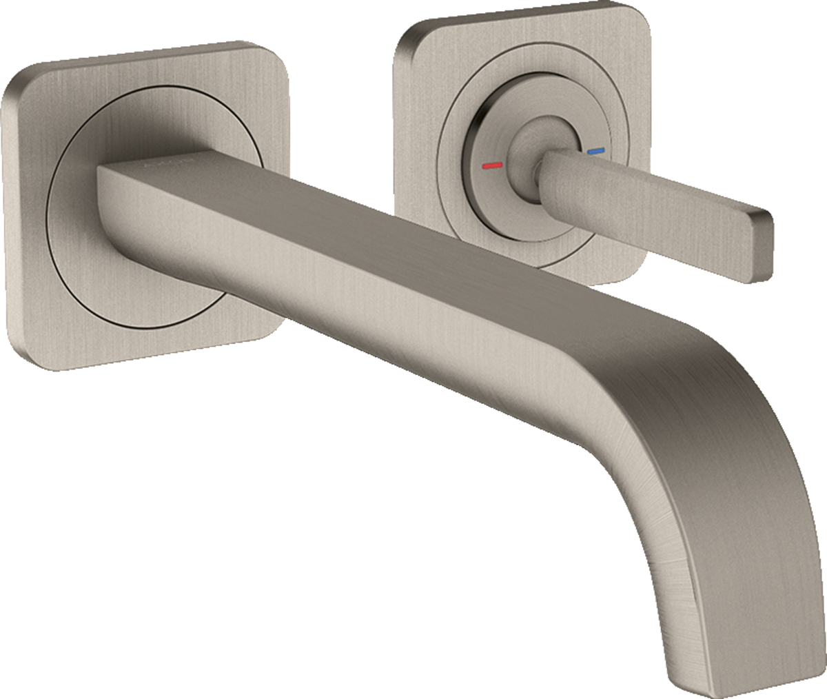 HANSGROHE AXOR Citterio E Einhebel-Waschtischmischer Unterputz für Wandmontage mit Pingriff, Auslauf 221 mm und Rosetten #36106800 - Edelstahl Optic