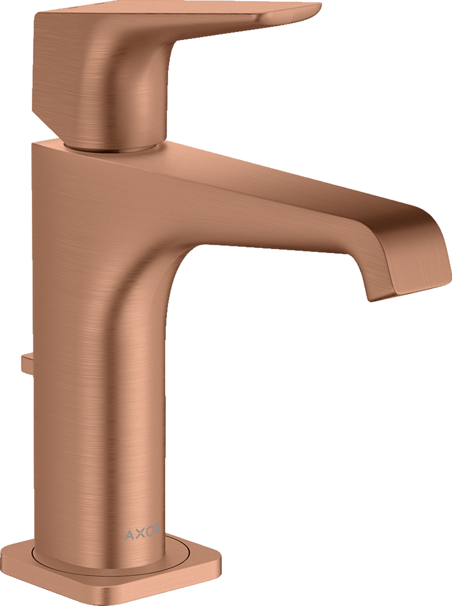 HANSGROHE AXOR Citterio E Einhebel-Waschtischmischer 130 mit Hebelgriff und Zugstangen-Ablaufgarnitur #36110310 - Brushed Red Gold