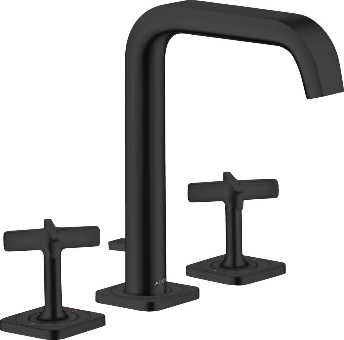 HANSGROHE AXOR Citterio E 3-Loch Waschtischarmatur 170 mit Rosetten und Zugstangen-Ablaufgarnitur #36108670 - Mattschwarz