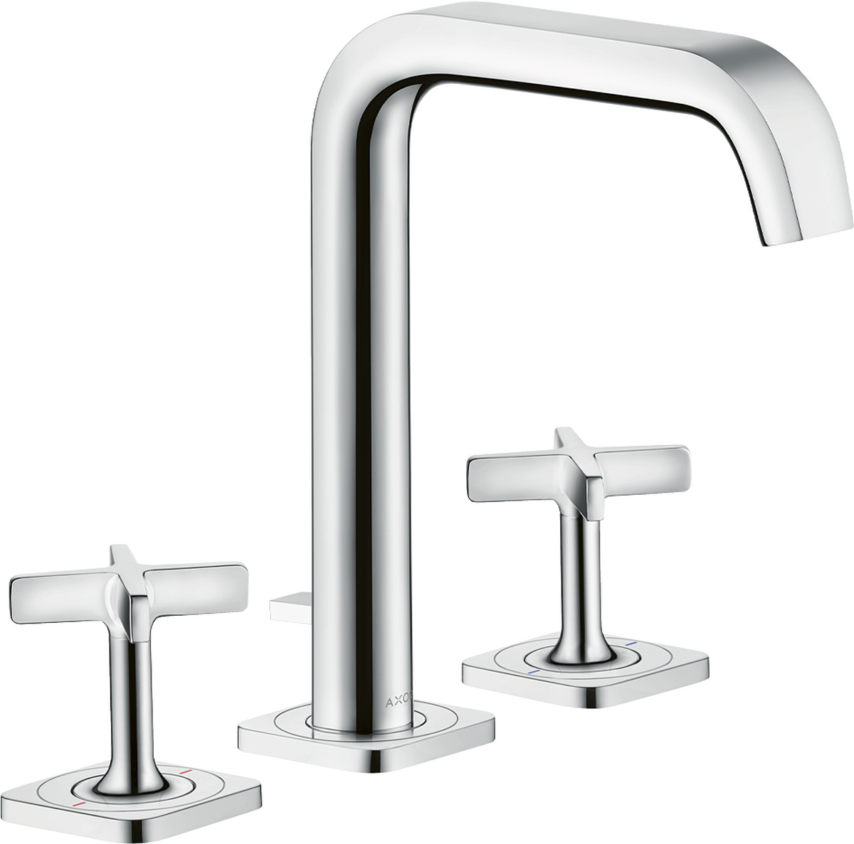HANSGROHE AXOR Citterio E 3-Loch Waschtischarmatur 170 mit Rosetten und Zugstangen-Ablaufgarnitur #36108000 - Chrom