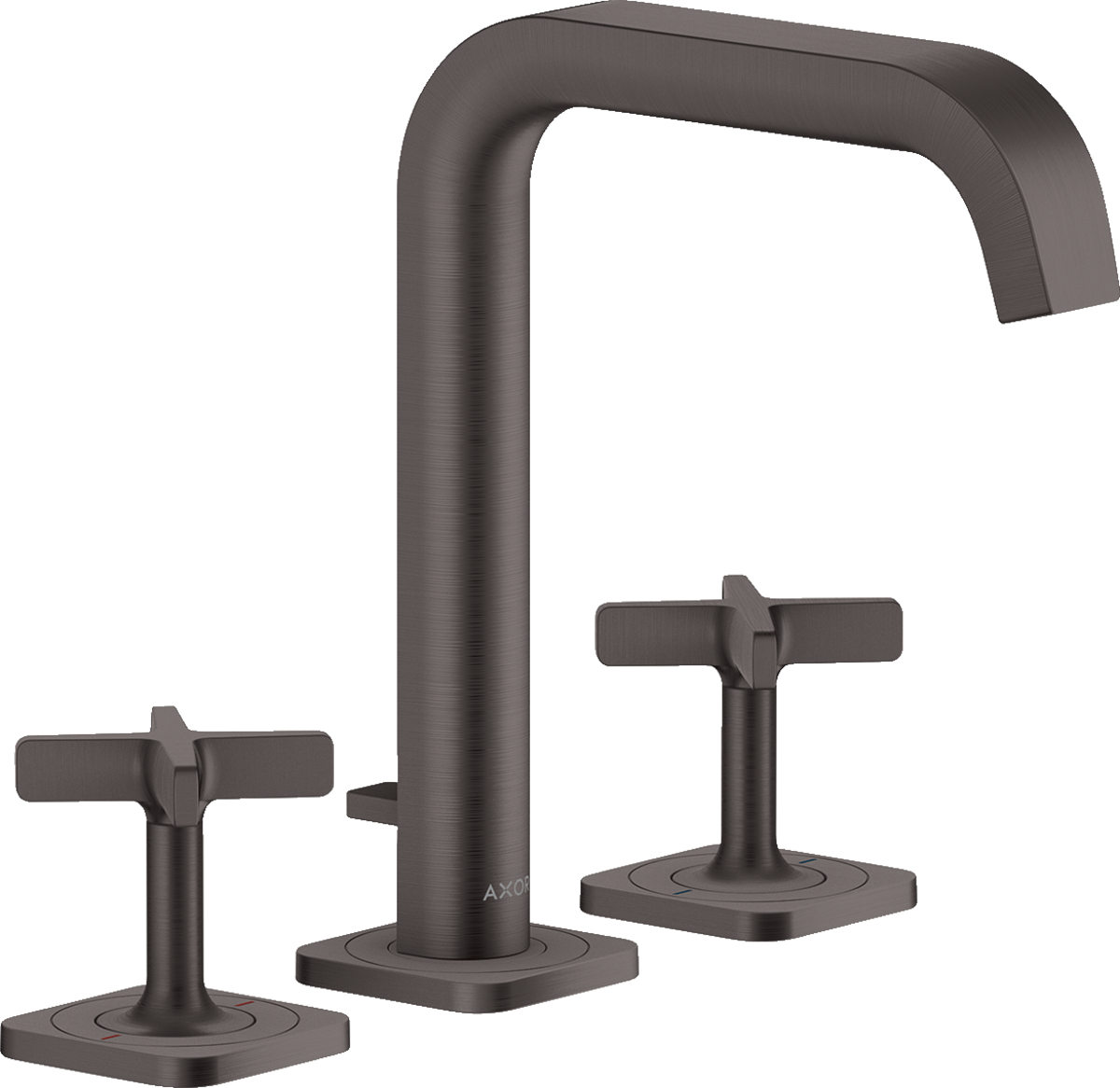 HANSGROHE AXOR Citterio E 3-Loch Waschtischarmatur 170 mit Rosetten und Zugstangen-Ablaufgarnitur #36108340 - Brushed Black Chrome