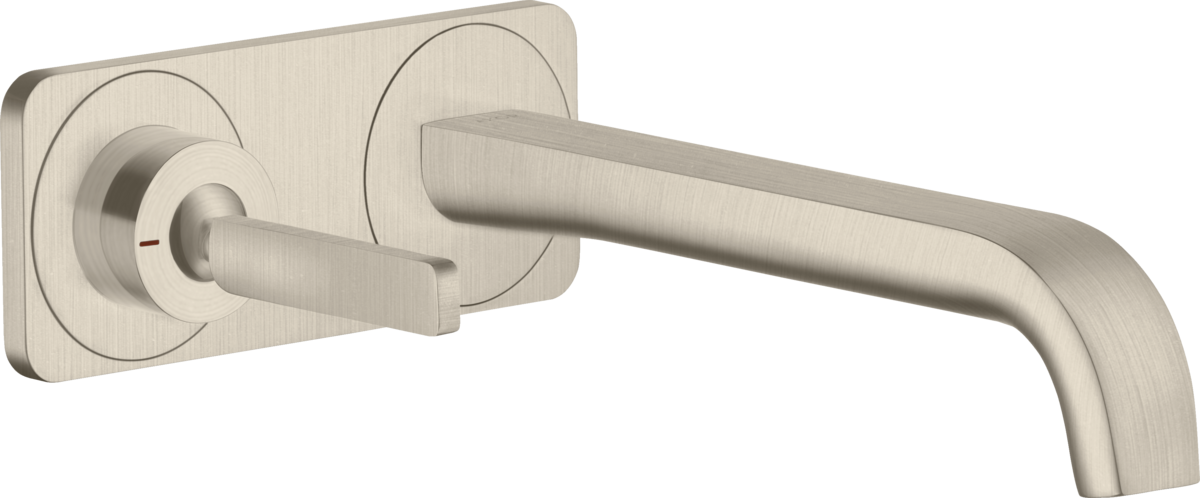 HANSGROHE AXOR Citterio E Einhebel-Waschtischmischer Unterputz für Wandmontage mit Pingriff, Auslauf 221 mm und Platte #36114820 - Brushed Nickel