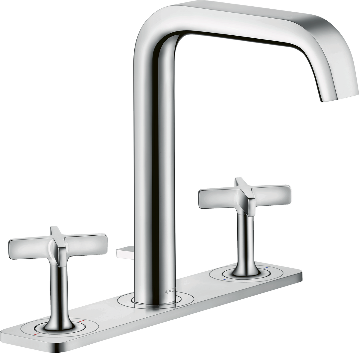 HANSGROHE AXOR Citterio E 3-Loch Waschtischarmatur 170 mit Platte und Zugstangen-Ablaufgarnitur #36116800 - Edelstahl Optic