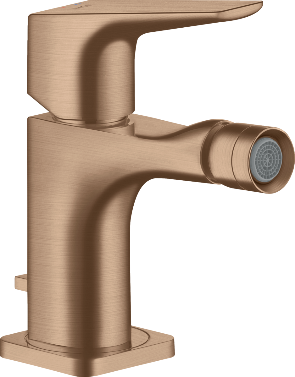 HANSGROHE AXOR Citterio E Einhebel-Bidetmischer mit Hebelgriff und Zugstangen-Ablaufgarnitur #36121310 - Brushed Red Gold