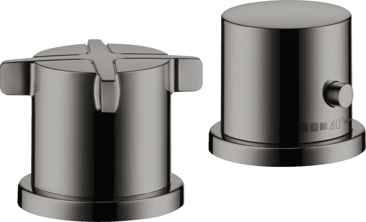 HANSGROHE AXOR Citterio E 2-Loch Wannenrandarmatur mit Thermostat #36412330 - Polished Black Chrome