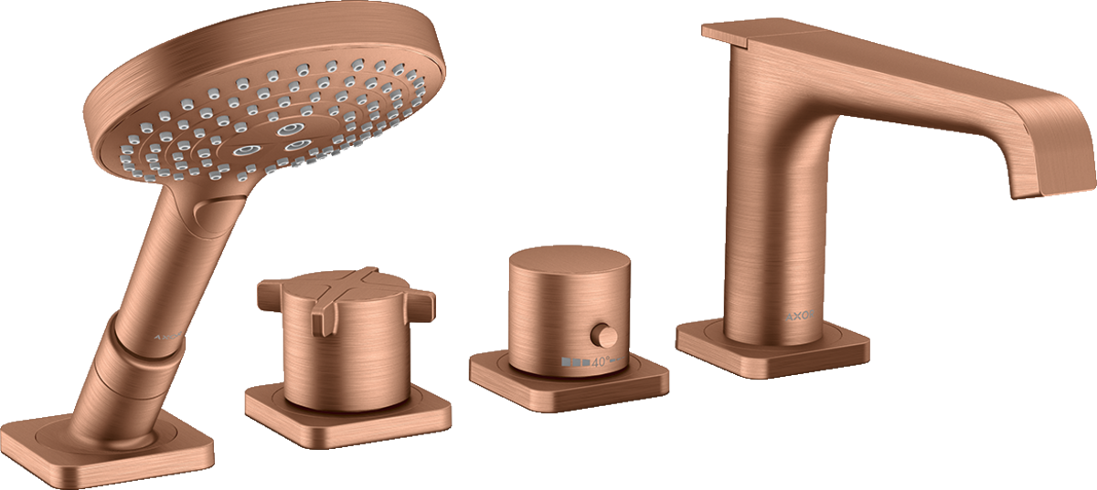 HANSGROHE AXOR Citterio E 4-Loch Wannenrandarmatur mit Thermostat #36411310 - Brushed Red Gold