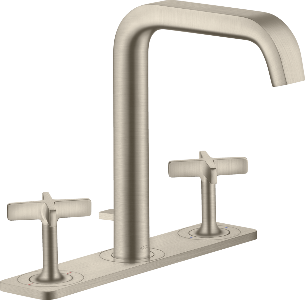 HANSGROHE AXOR Citterio E 3-Loch Waschtischarmatur 170 mit Platte und Zugstangen-Ablaufgarnitur #36116820 - Brushed Nickel