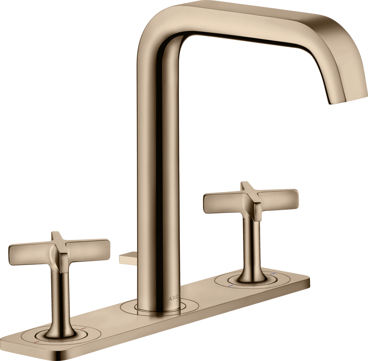 HANSGROHE AXOR Citterio E 3-Loch Waschtischarmatur 170 mit Platte und Zugstangen-Ablaufgarnitur #36116300 - Polished Red Gold