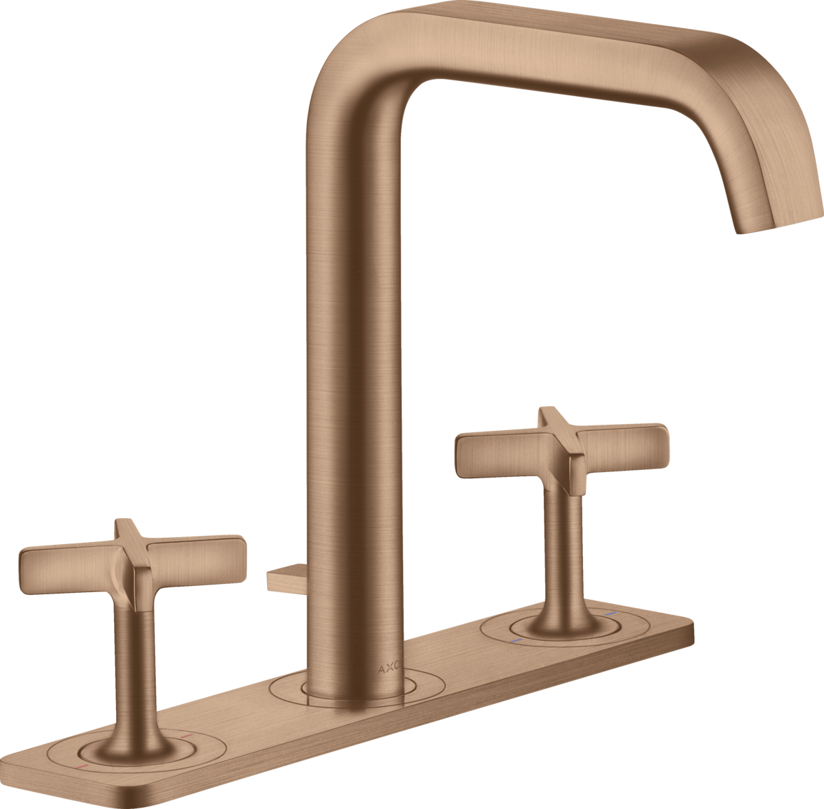 HANSGROHE AXOR Citterio E 3-Loch Waschtischarmatur 170 mit Platte und Zugstangen-Ablaufgarnitur #36116310 - Brushed Red Gold