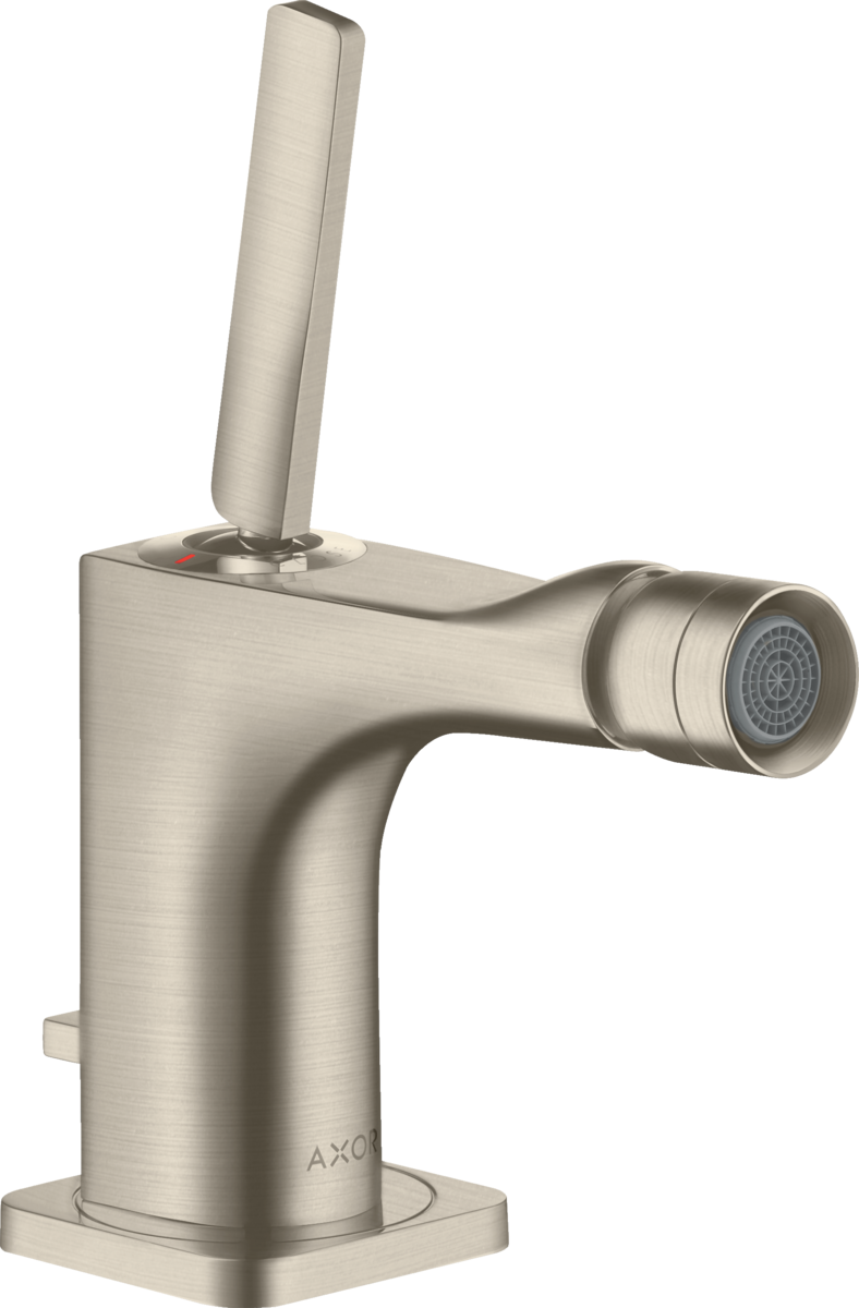 HANSGROHE AXOR Citterio E Einhebel-Bidetmischer mit Pingriff und Zugstangen-Ablaufgarnitur #36120820 - Brushed Nickel