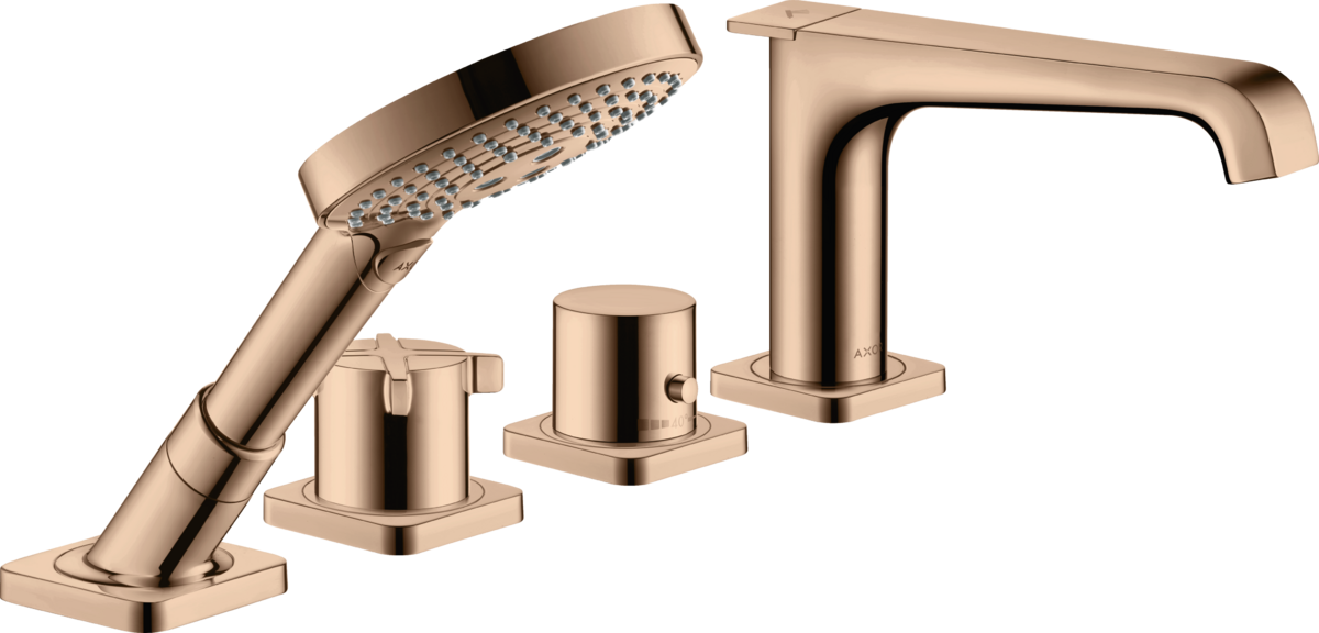 HANSGROHE AXOR Citterio E 4-Loch Fliesenrandarmatur mit Thermostat #36410300 - Polished Red Gold