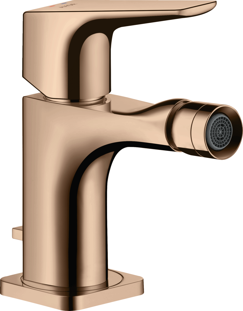 HANSGROHE AXOR Citterio E Einhebel-Bidetmischer mit Hebelgriff und Zugstangen-Ablaufgarnitur #36121300 - Polished Red Gold