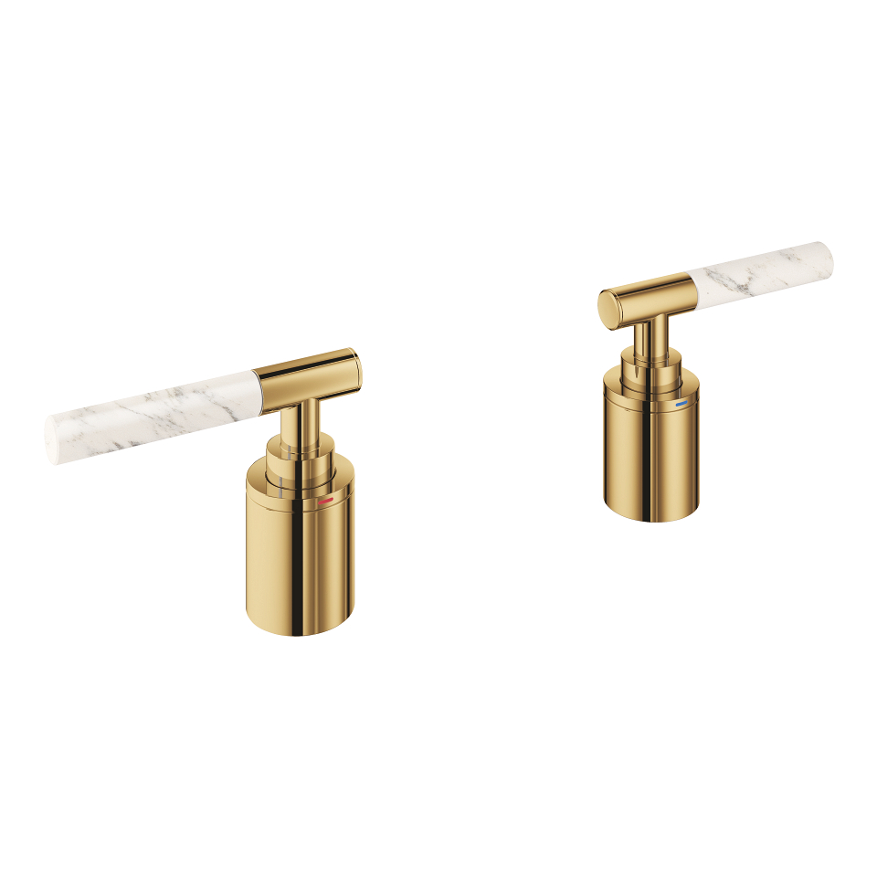 GROHE Atrio Private Collection Hebelgriffe aus White Attica Caesarstone Material #48464GL0 - cool sunrise