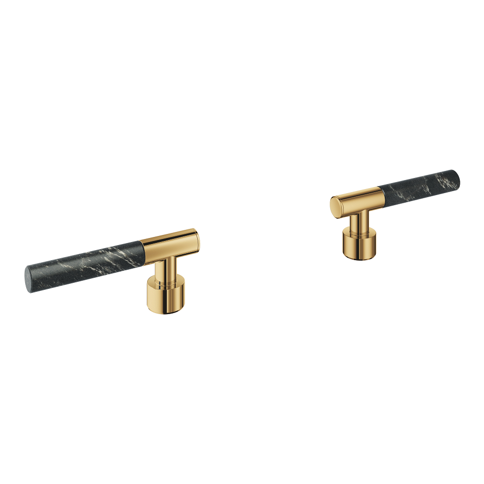 GROHE Atrio Private Collection Hebelgriffe aus Vanilla Noir Caesarstone Material #48459GL0 - cool sunrise