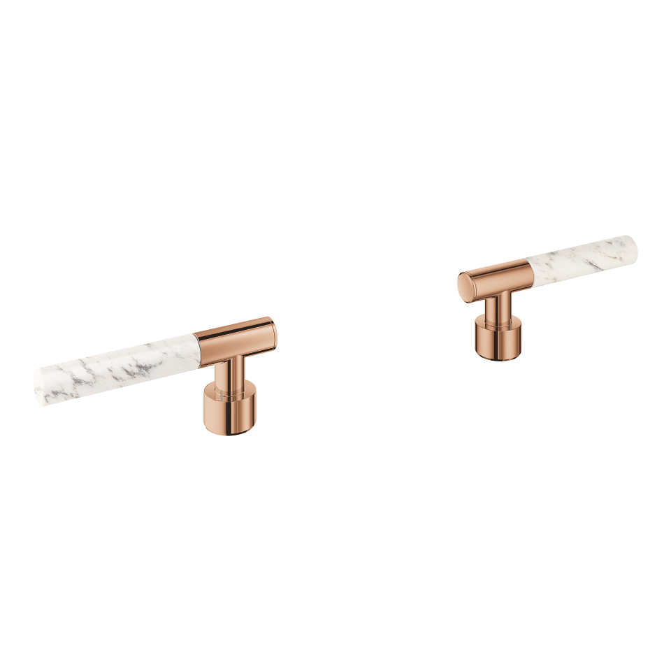 GROHE Atrio Private Collection Hebelgriffe aus White Attica Caesarstone Material #48458DA0 - warm sunset