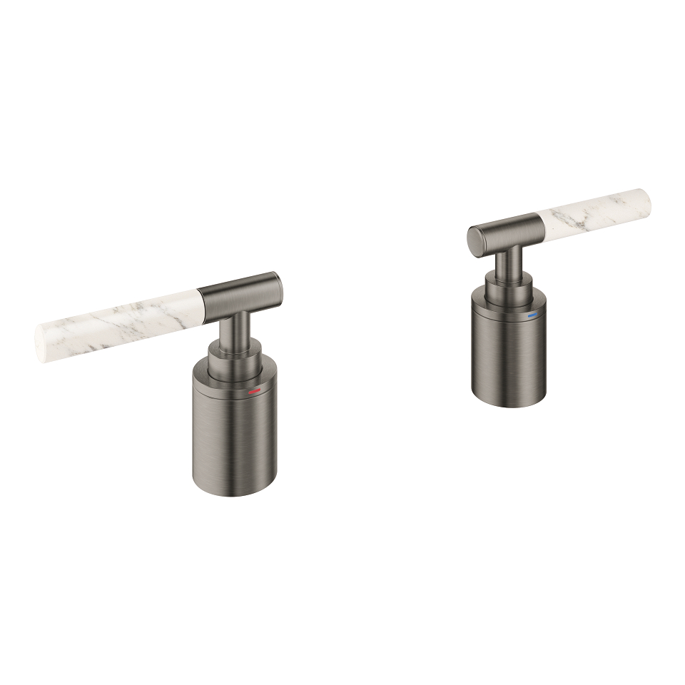 GROHE Atrio Private Collection Hebelgriffe aus White Attica Caesarstone Material #48464AL0 - hard graphite gebürstet